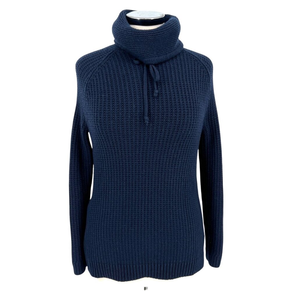 Athleta Borealis Cowl Neck Sweater Wool Blend Long Sleeve Navy Blue Size XS